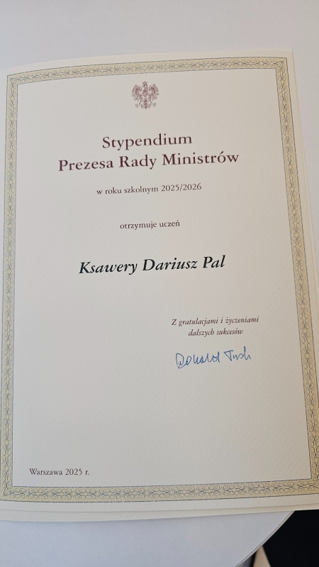 Uroczystość wręczenia dyplomów stypendystom Prezesa Rady Ministrów na rok szkoln...